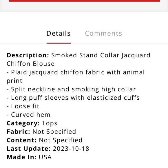 Bucket List gold and cream chiffon blouse. Animal print, sheer, size Large. - Picture 14 of 14